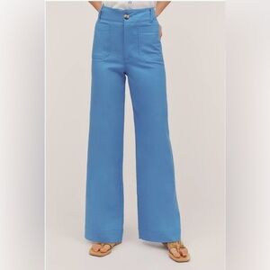 Maeve/Anthropologie The Colette Full Length Wide Leg Pants in Sapphire 32. NWT